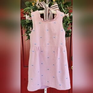 Pink Sleeveless Dress with Blue Accents